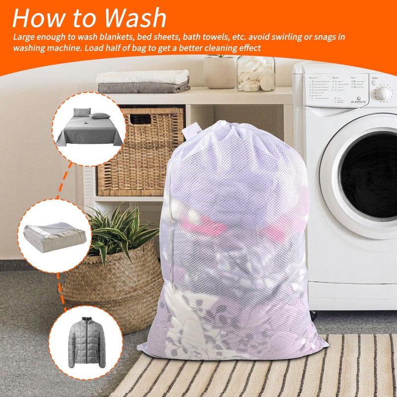 Polecasa Extra Heavy Duty Large Diamond Mesh Laundry Bags with