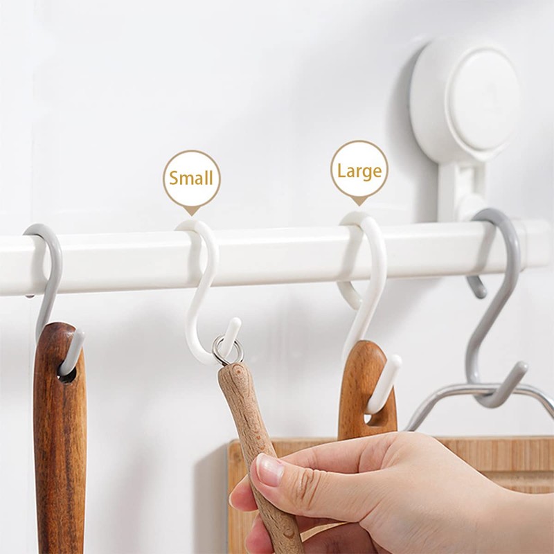 Mt.Jun 6-Pack Secure & Quiet Plastic S Hooks, Flexible Neck