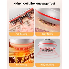 4 in 1 Lymphatic Drainage Massager w/Moxa Pads - [2026 Upgraded] Anti Cellulite Massage Tool|Portable Body Massage Machine for Legs, Arms, Belly with Heat, LED Light & Vibration