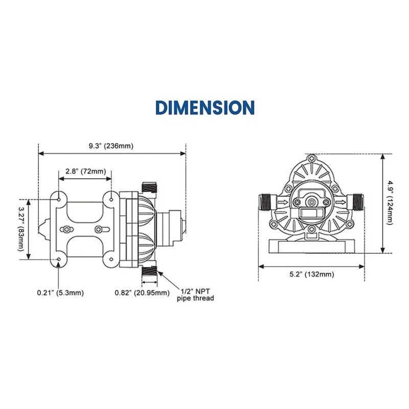 KENCIT T33 Automatic On-Demand Diaphragm Pump 115Vac, 4.0GPM, 45PSI, Industri...