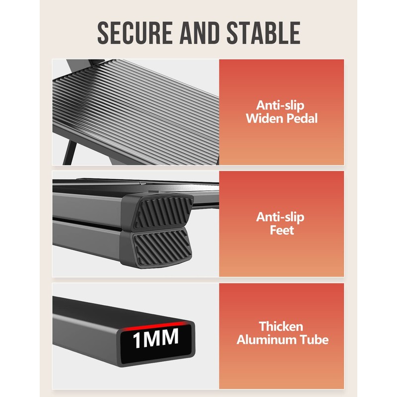 WOA WOA 3 Step Ladder, Foldable Step Stool, Lightweight Ladder