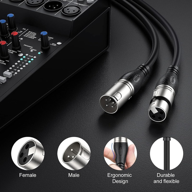 EBXYA XLR Cable 15ft 4 Packs Microphone Cable with 3-Pin