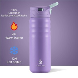 IDEUS Vakuumisolierte Wasserflasche, 24 Oz (710 ml) Edelstahl Doppelwand Flasche Metall Sport Kantine mit auslaufsicherem Schraubverschluss (Violett)