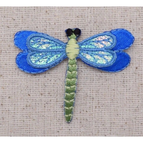 Wholesale Applique Small Blue Dragonfly - 3-D Layered Wings -