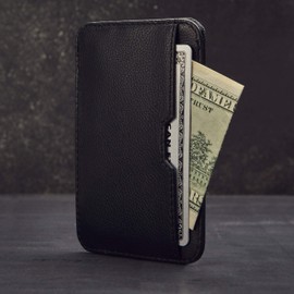 Vaultskin CHELSEA Slim Minimalist Leather Wallet for Men with RFID Blocking. Small Front Pocket Credit Card Holder with secure Anti Theft Protection (Black)
