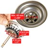 Sink Strainer Basket, 1 Pack, Diameter 78 mm Strainer Basket,