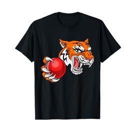 Tiger Cricket Player Animal Cartoon Character T-Shirt