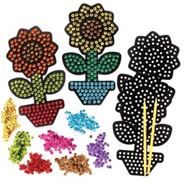 Baker Ross FE198 Sunflower Sequin Art Kits - Pack of 4, Make Your Own Childrens Art Set, Creative Activities for Kids, Decorate Your Own Arts and Crafts Project