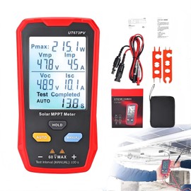 Angchun Solar Panel Tester Meter Photovoltaic Multimeter 800W, Solar MPPT Meter with Large Ultra Clear LCD, Smart MPPT Open Circuit Voltage Troubleshooting Utility Tool for PV Testing