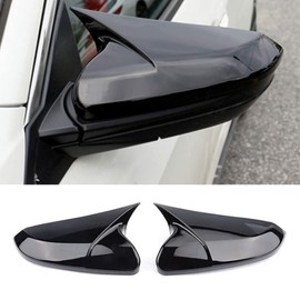 Lotcesfun Rearview Mirror Cover Compatible with Honda Civic 10th Gen 2016-2021 ABS Material Ox Horn Door Side Mirror Trim Cover (Bright black 2 Pcs)