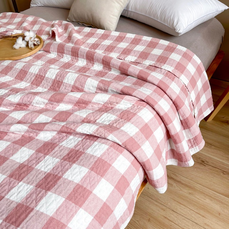 youlanhome Cotton Throw Blanket - 60"x80" Plaid Checkered Pattern, Soft