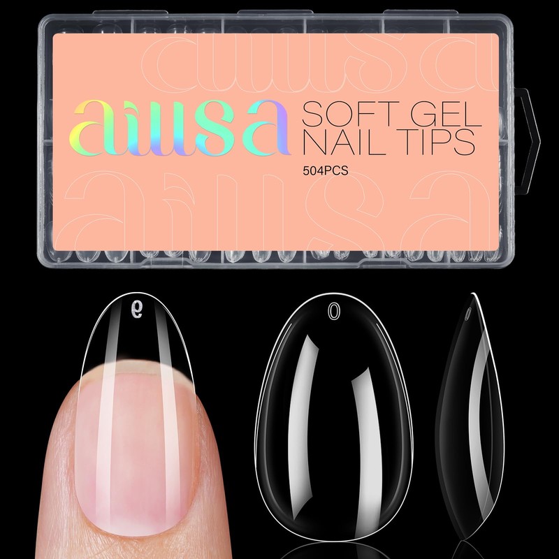 AILLSA Uñas postizas cortas, ovaladas y redondas, 504 unidades, de