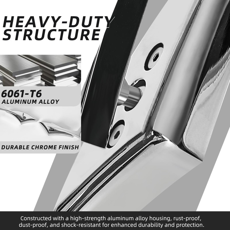Motorcycle Mirrors for Handlebars, Chrome Adjustable Motorcycle Rearview Mirrors Competible