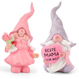 Johiux Pack of 2 Christmas Mother's Day Gnome Figures Gifts for Mum, Best Mum Gift, Daughter Gift for Mum, Cute Gnome Home Decor, Birthday Gift, Best Mum in the World Gift (A)