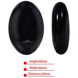 KYEYGWO Obsidian Reiki Healing Crystal Palm Stone Oval Worry Stone Pockets Thumb Stone Worry Stone Pocket Stones Massage Stones for Meditation, Stress Relief