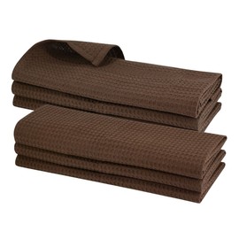6 x tea towels made of cotton, waffle piqué in brown, kitchen towels, cleaning cloths