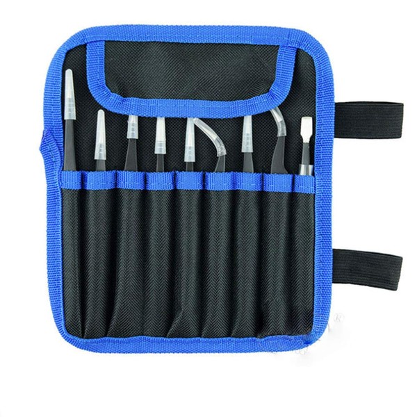 Tweezers Set of 9 Stainless Steel Eyebrow Tweezers with Collection