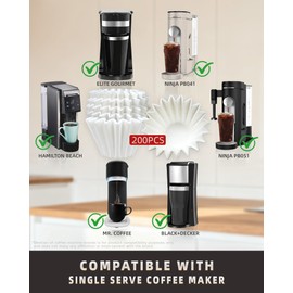 Brew Choice 200 Pcs Disposable Coffee Filters for Ninja Pod & Grounds Single Serve Coffee Maker, Basket Small Coffee Paper Filters Compatible with Ninja PB051 PB041 Coffee Maker, 1-2 Cup