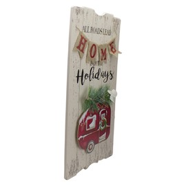 24-Inch Lighted All Roads Lead Home Vintage Red Trailer Christmas Wall Sign