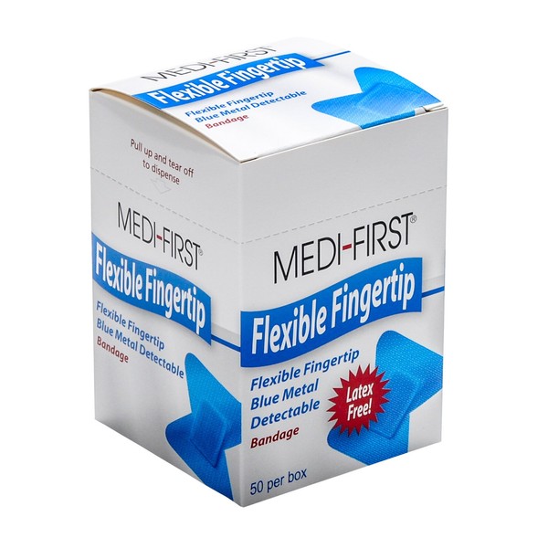 Medique Products 66050 Metal Detectable Bandages, Woven Fingertip, Blue, 50-Per Box