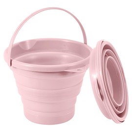 3L Foldable Bucket, 3L Folding Bucket, Cleaning Bucket, Foldable, Sandcastle Beach Bucket, Space-Saving, Foldable Water Bucket for Outdoor Fishing, Sandpit, Camping Bucket - Blue (Pink)