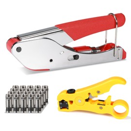 Hiija Crimping Tool Coaxial Cable Kit - F Connector Crimping Tool with 20 F RG6 Connectors