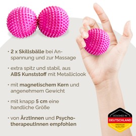 2 x DBT Skills Hedgehog Ball, Magnetic High Stress Acupressure Ball, for Stress Relief or Massage, Against Tension and for More Mobility and Concentration (Biodegradable - Pink, 47 mm)