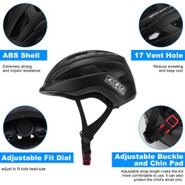 Kids Helmet Children Bike Helmet Adjustable Cycling Helmets for 2-12 Years Old Boys Girls Toddler Cycling Scooter Skating (Black, S)