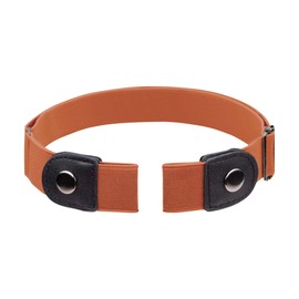 BeltBro Snap No Buckle Elastic Belt for Men and Women — Fits all Belt Loops, Comfortable and Easy To Use, Belt Pant Waist Tightener (Caramel Brown)