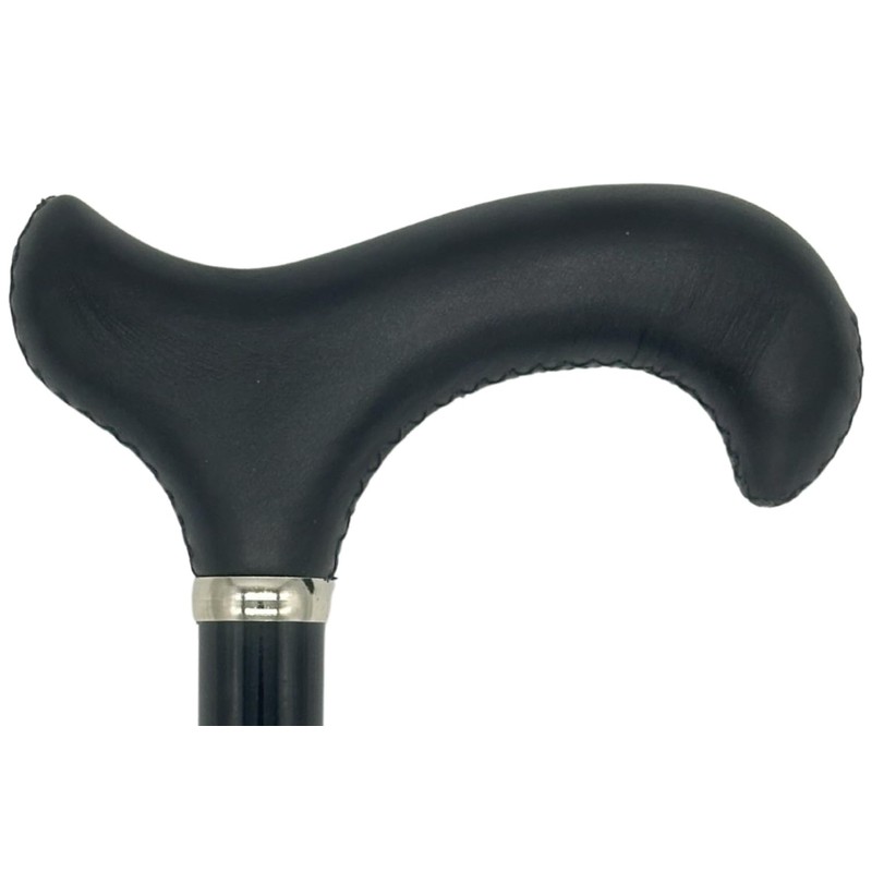 Classy Cane with Black Derby Handle in Italian Leather