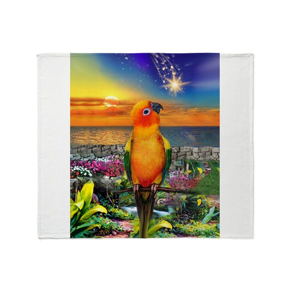 CafePress Sun Conure at Sunset Throw Blanket Super Soft Fleece