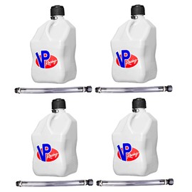 VP Racing Fuels 5-Gallon Square Motorsport Utility Container White & 14" Standard Hose (4 Pack)