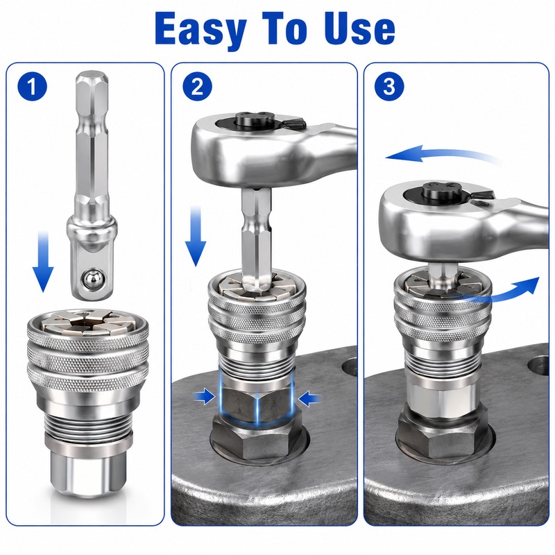 Universal Adjustable Socket Wrench for 10-19mm Fasteners - 2 Piece