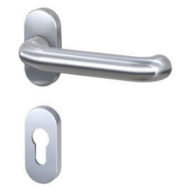 BASI Rosette Fitting, Handle and Rosette for the Inside, Oval Design, Stainless Steel, Door Handle in U-Shaped