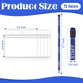 5 Pcs Staff Lanyards Card Holder Transparent Lanyard with Card Holder Blue Id Badge Holder Waterproof Breakaway Lanyard Name Tag Badge for Staff Work Badges Id Cards Business Cards