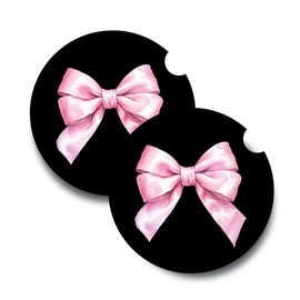 Cute Car Accessories Pink Car Accessories for Women & Teens Pink Car Coasters for Cup Holders Pink Bow Car Accessories 2 Pack Soft Neoprene Cute Car Coasters Girly Car Decor Coquette Accessories Preppy Stuff Girly Girl Pink Bow Car Decor