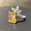 925 Sterling Silver Shiny Full Diamond Gemstone Ring 18K Citrine
