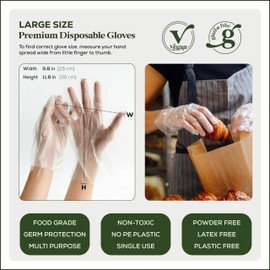 HOLY SCRAP! 100% Compostable Gloves LARGE - 100 Pack - Disposable Powder and Latex Free Gloves for Food Preparation, Cooking, Cleaning, Non-Toxic, Eco Friendly - BPI Certified, OK Compost Home