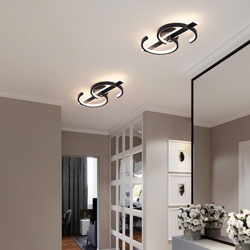 HLILCEH Linear Ceiling Light 4000K Black Modern Ceiling Light Fixture