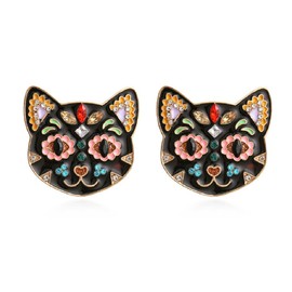 Kitten Earrings for Women, Cute Cat Statement Stud Earrings for Girls, Black Cat Head Earrings Hypoallergenic, Lovely Cat Animal Earrings Studs, Funny Cat Bohemian Ear Studs, Cat Animals Jewelry Gifts Funny Earrings
