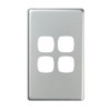 HPM Excel 4 Gang Light Switch Cover Plate, Matt Silver