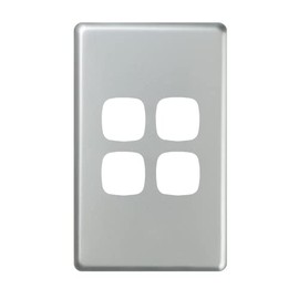 HPM Excel 4 Gang Light Switch Cover Plate, Matt Silver