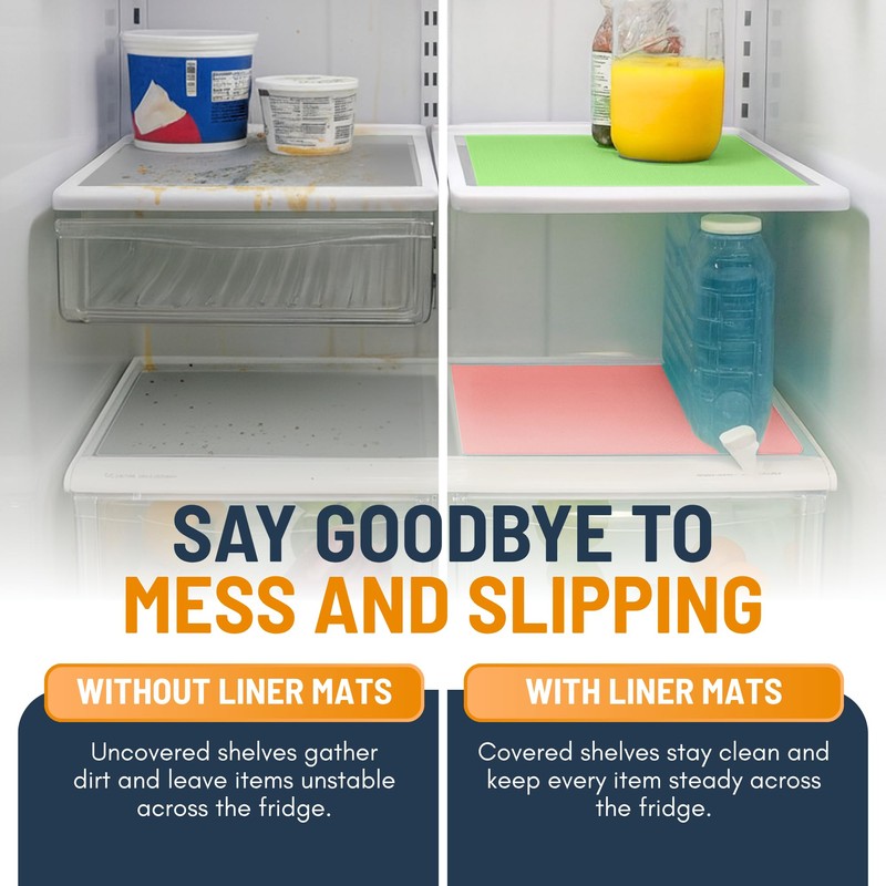 Refrigerator Liners for Shelves (8 Pack) by Linda’s Essentials -