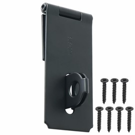 Alise Door Hasp Locks Latch,4 Inch SUS 304 Stainless Steel Packlock Clasp Hasp Lock Latch,Hinge Lock Padlock with Screws for Doors,Matte Black Finish 1 Pack