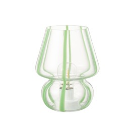 Table Lamp Stripes Glass Transparent/Green Large