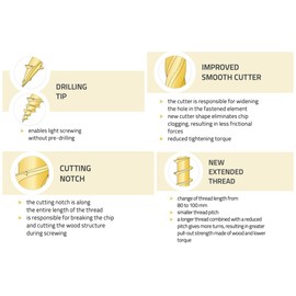 4.5mm x 80mm (Pack of 100) Yellow Hardened Countersunk Head Torx Wood Timber Construction Screw High Performacne Carpenter Screws