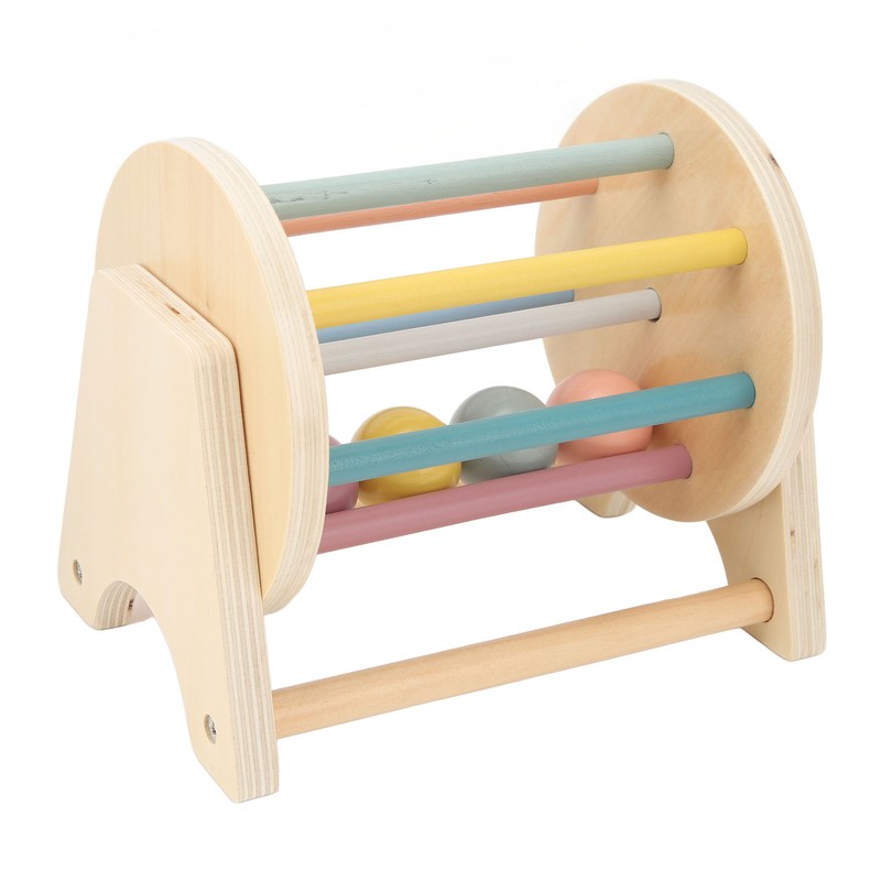 Wooden Rattle Rolling Drum Logic Thinking Hand Eye Coordination Safe