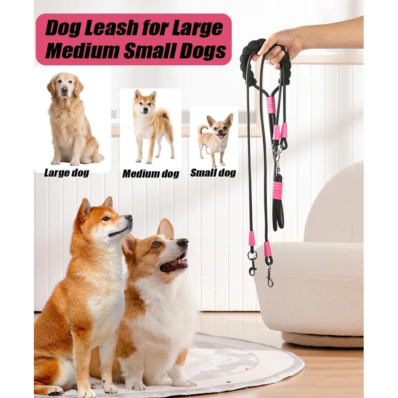 FURLINGDA Hands Free Double Dog Leash for Two Dogs, No