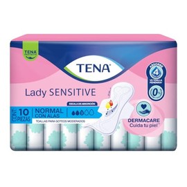 Tena Lady Sensitive Normal con alas 10 piezas
