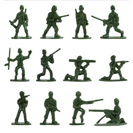HAPTIME 100-Piece Green Toy Soldiers - 12 Poses, Detailed and Balanced Mini Army Men - Perfect for Pretend Play, Educational Projects, Cake Decorations, and Military-Themed Parties - 1 Inches Tall
